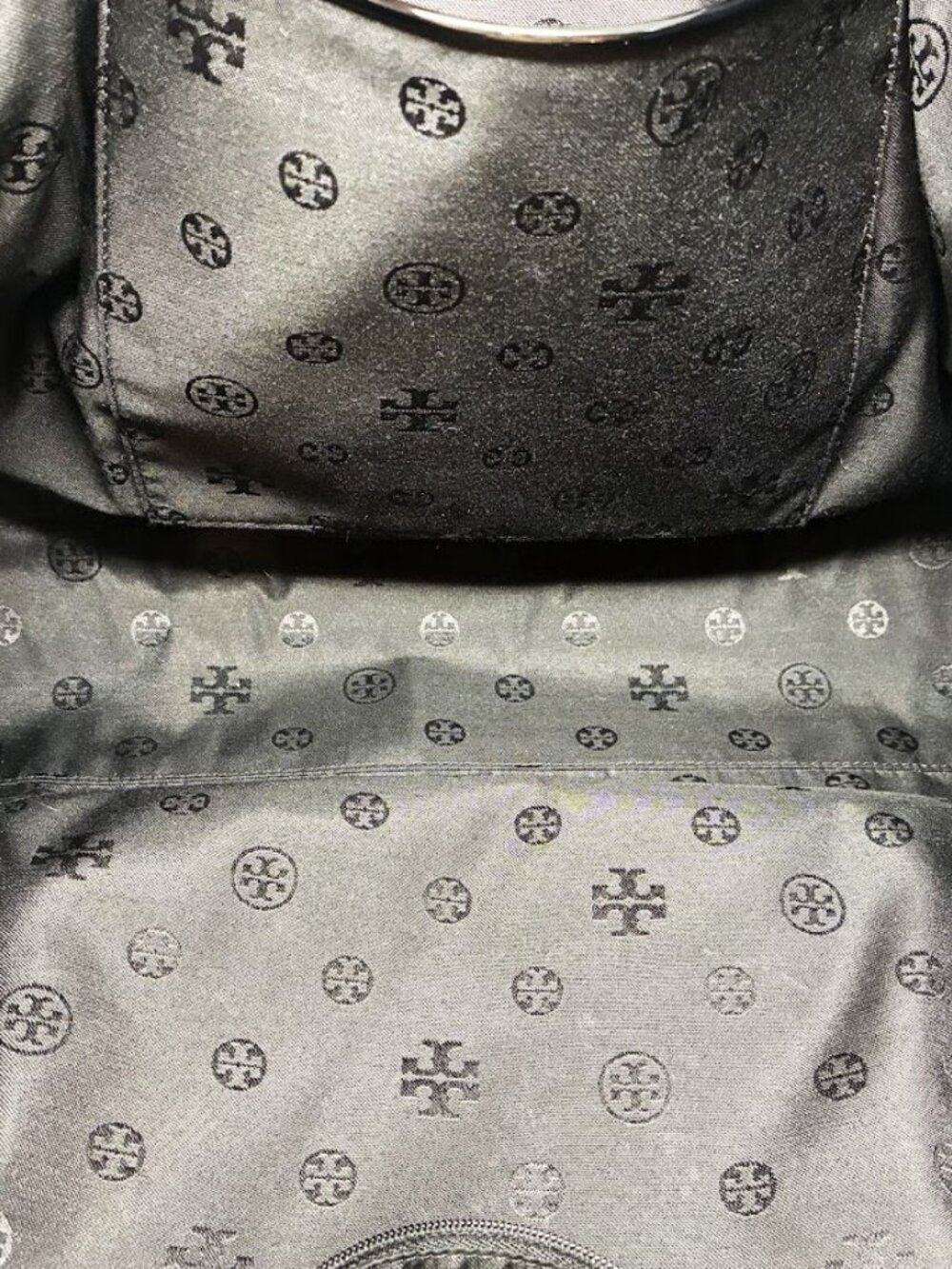 Tory Burch Ella Tote Bag - Black Nylon with Patent Leather Trim - Large - Picture 8 of 16